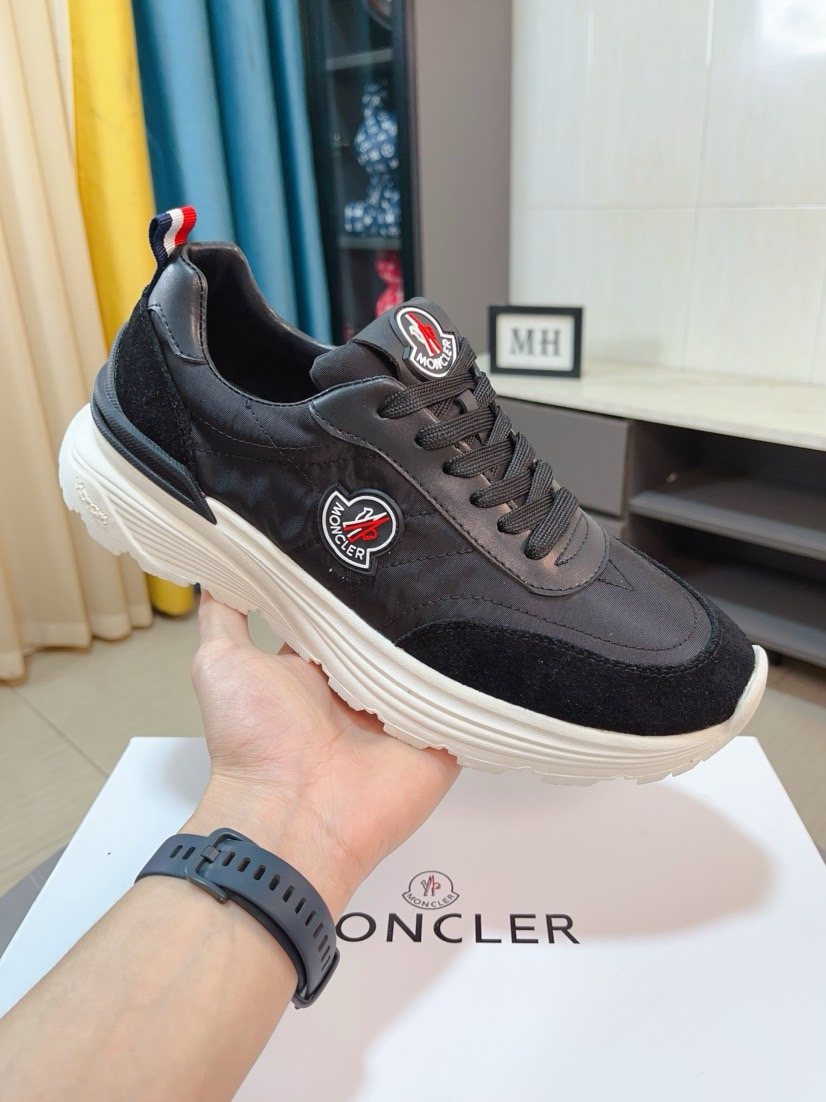 Moncler Black and Charcoal Low-Top Sneakers — model