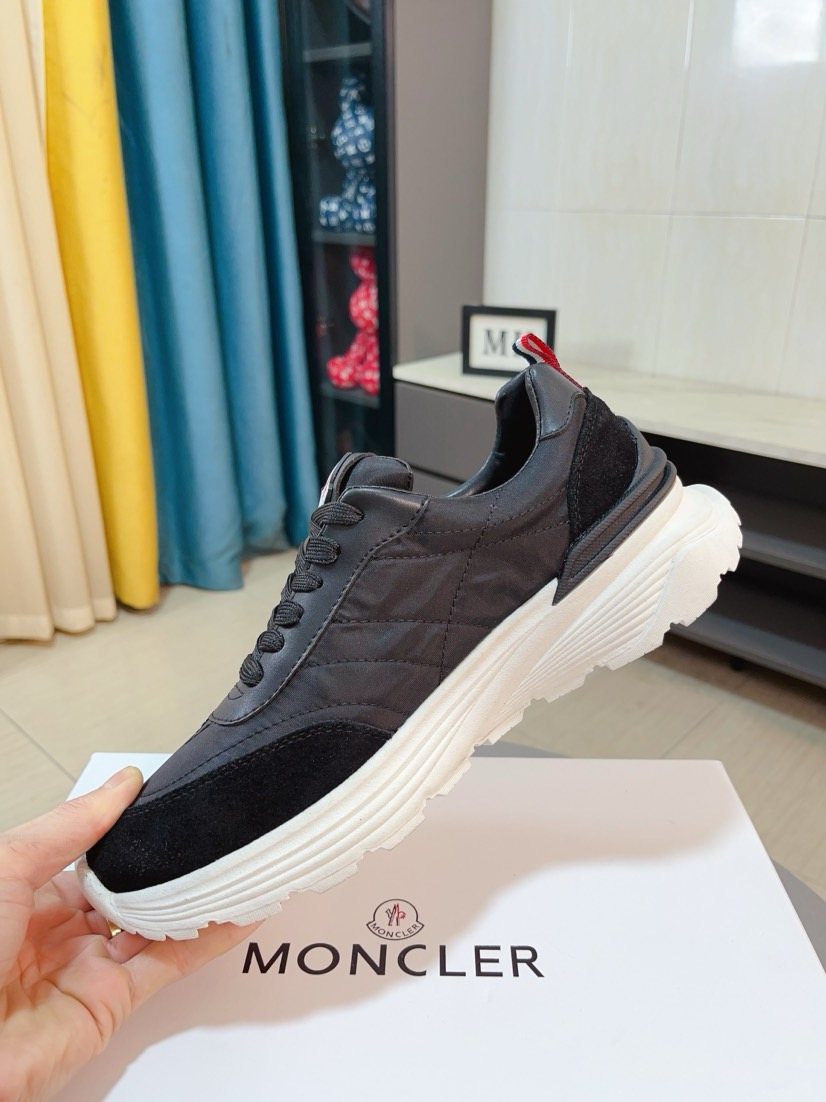 Moncler Black and Charcoal Low-Top Sneakers — model
