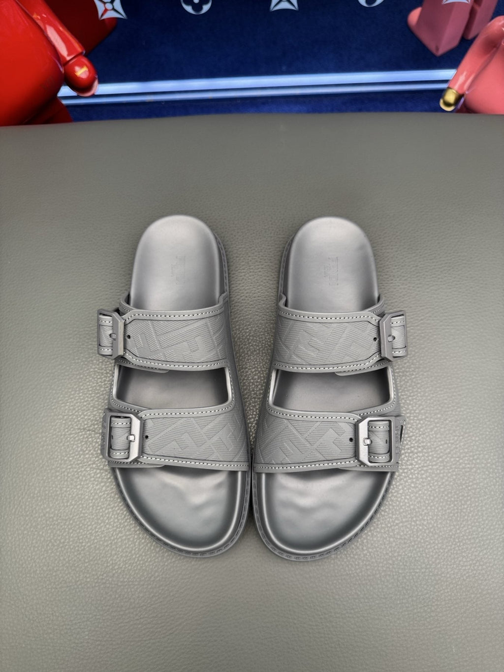 Fendi Two-Buckle Slide Sandals — front