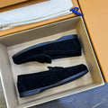 Louis Vuitton Black Suede Loafers — hero