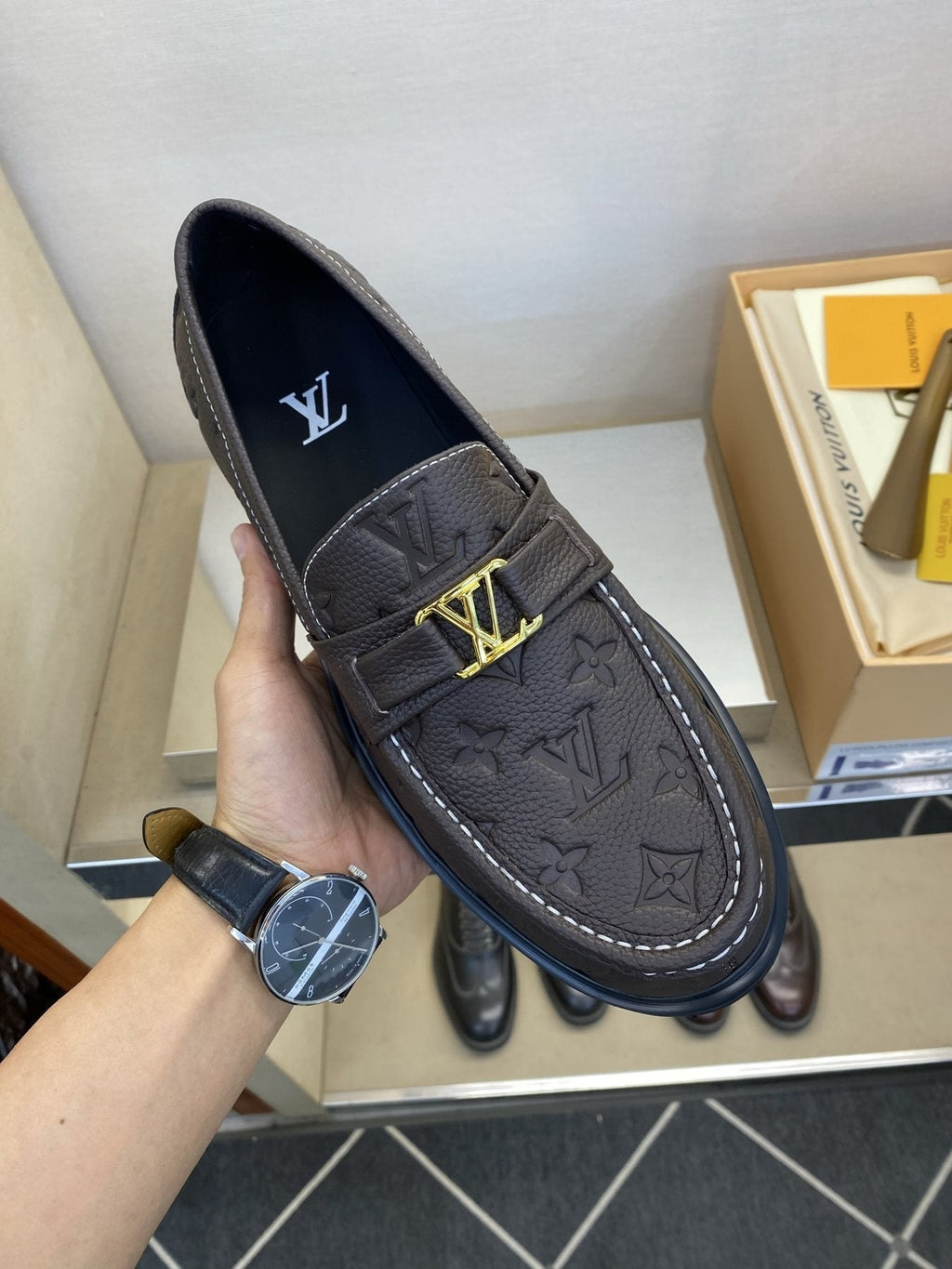 Louis Vuitton Metal Hardware Loafers — model