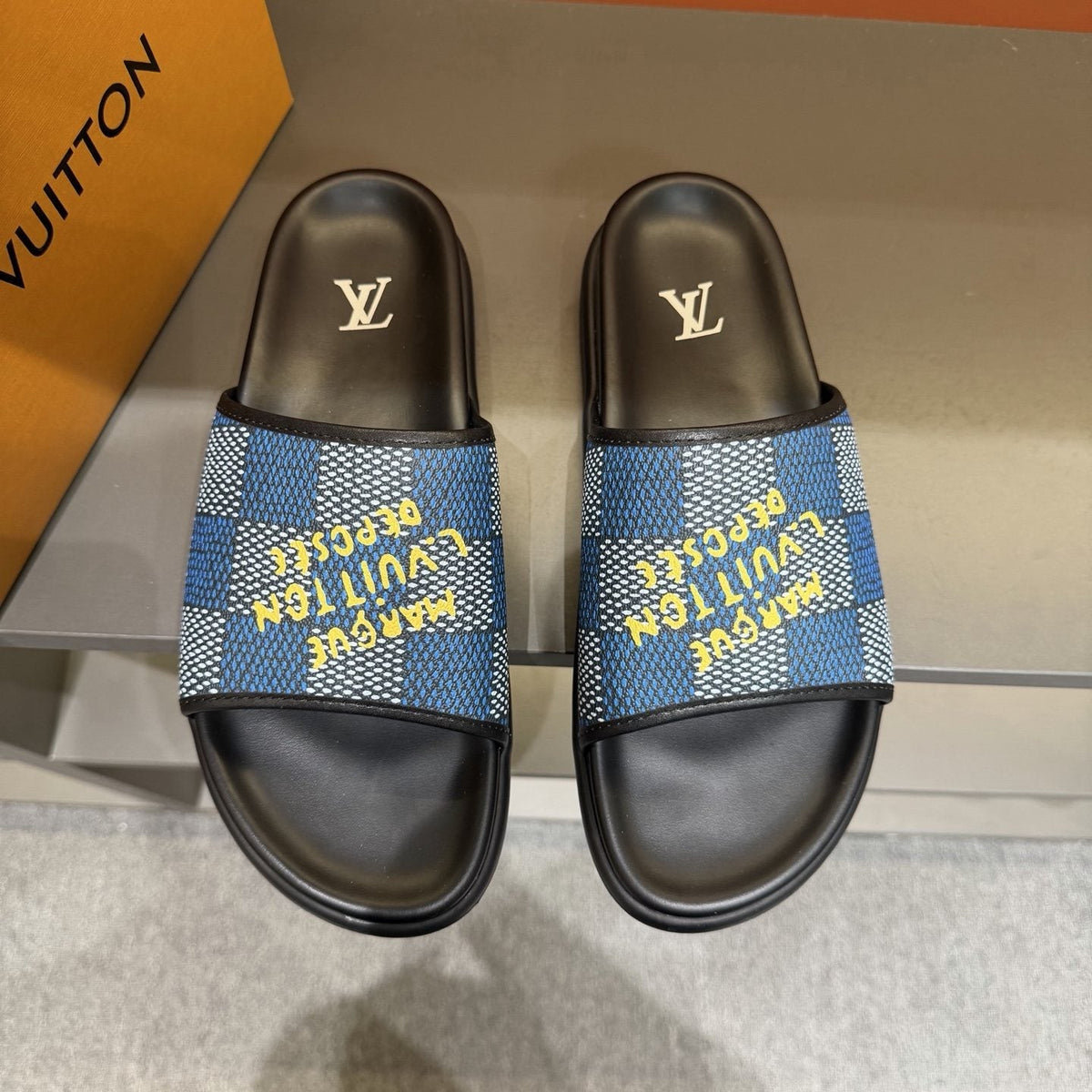 Louis Vuitton Graphic Strap Slide Sandals — front