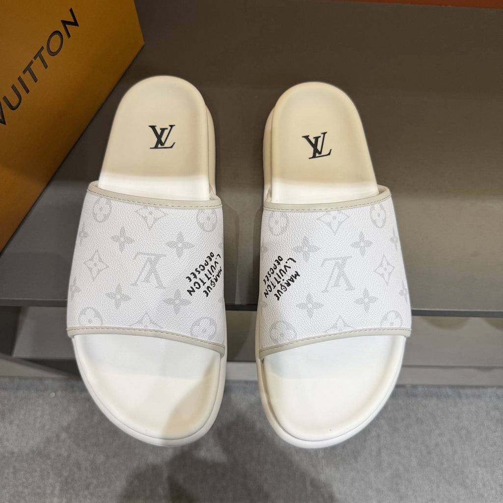 Louis Vuitton Graphic Strap Slide Sandals — front