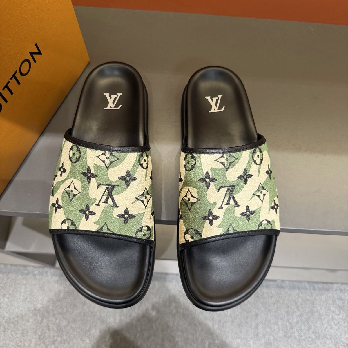 Louis Vuitton Graphic Strap Slide Sandals — front