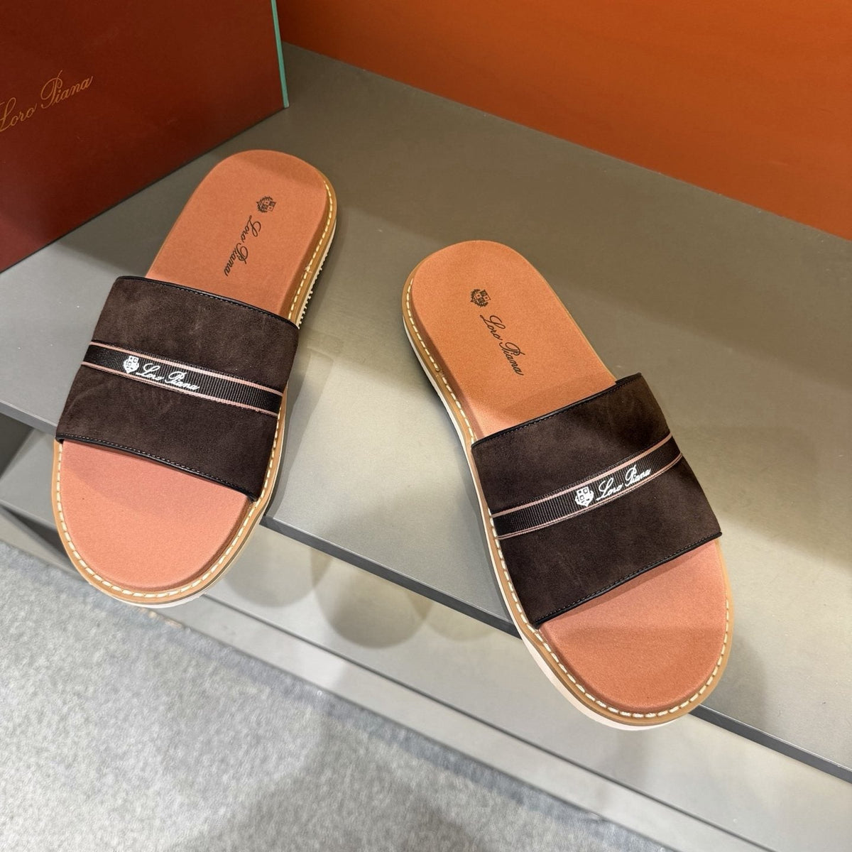 Loro Piana Cross-Strap Men's Slide Sandals — side