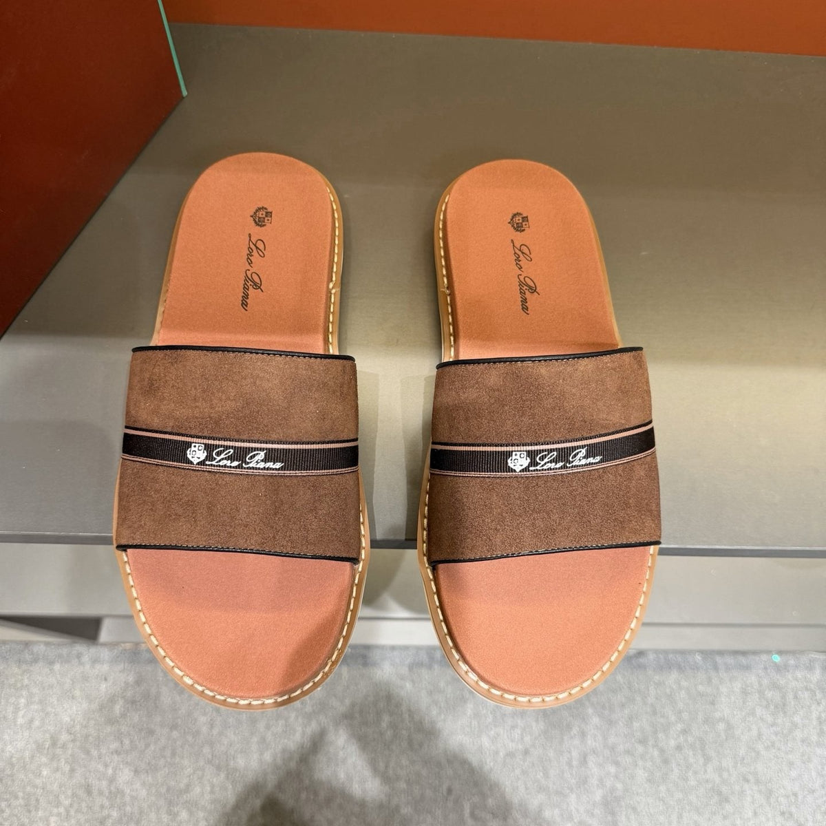 Loro Piana Cross-Strap Men's Slide Sandals — front