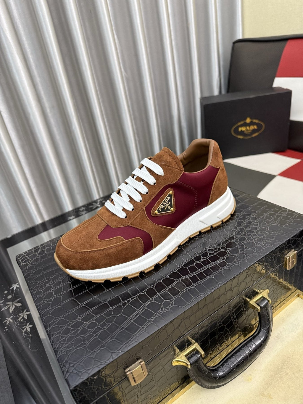 Prada Triangle Badge Low-Top Sneakers — front