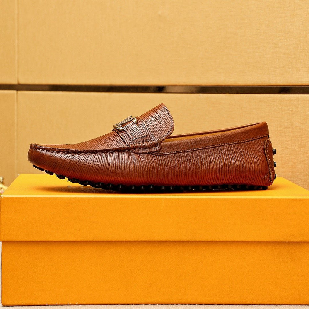 Louis Vuitton Brown Textured Driving Shoes — side