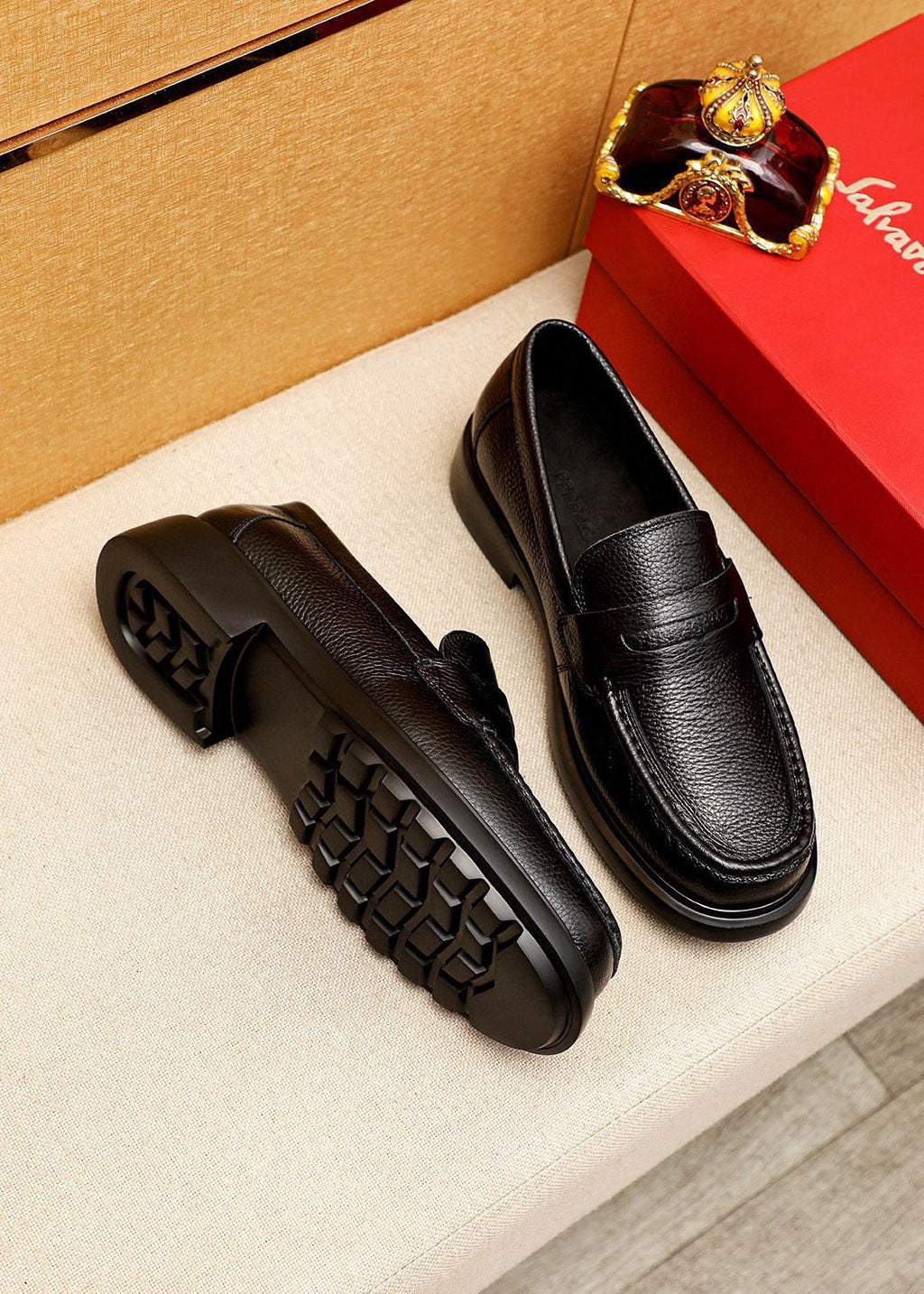 Ferragamo Textured Slip-On Loafers — side