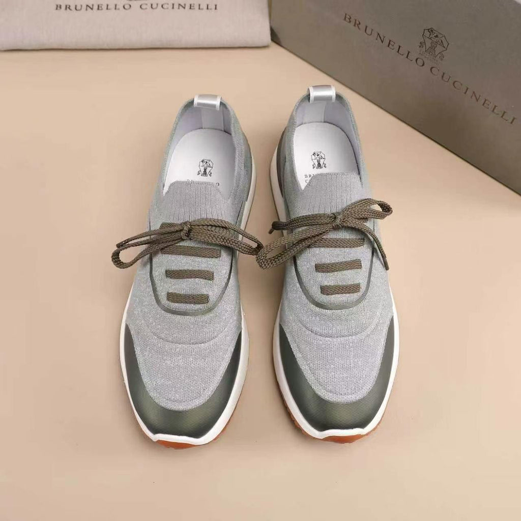 Brunello Cucinelli Knit Lace-Up Sneakers — hero