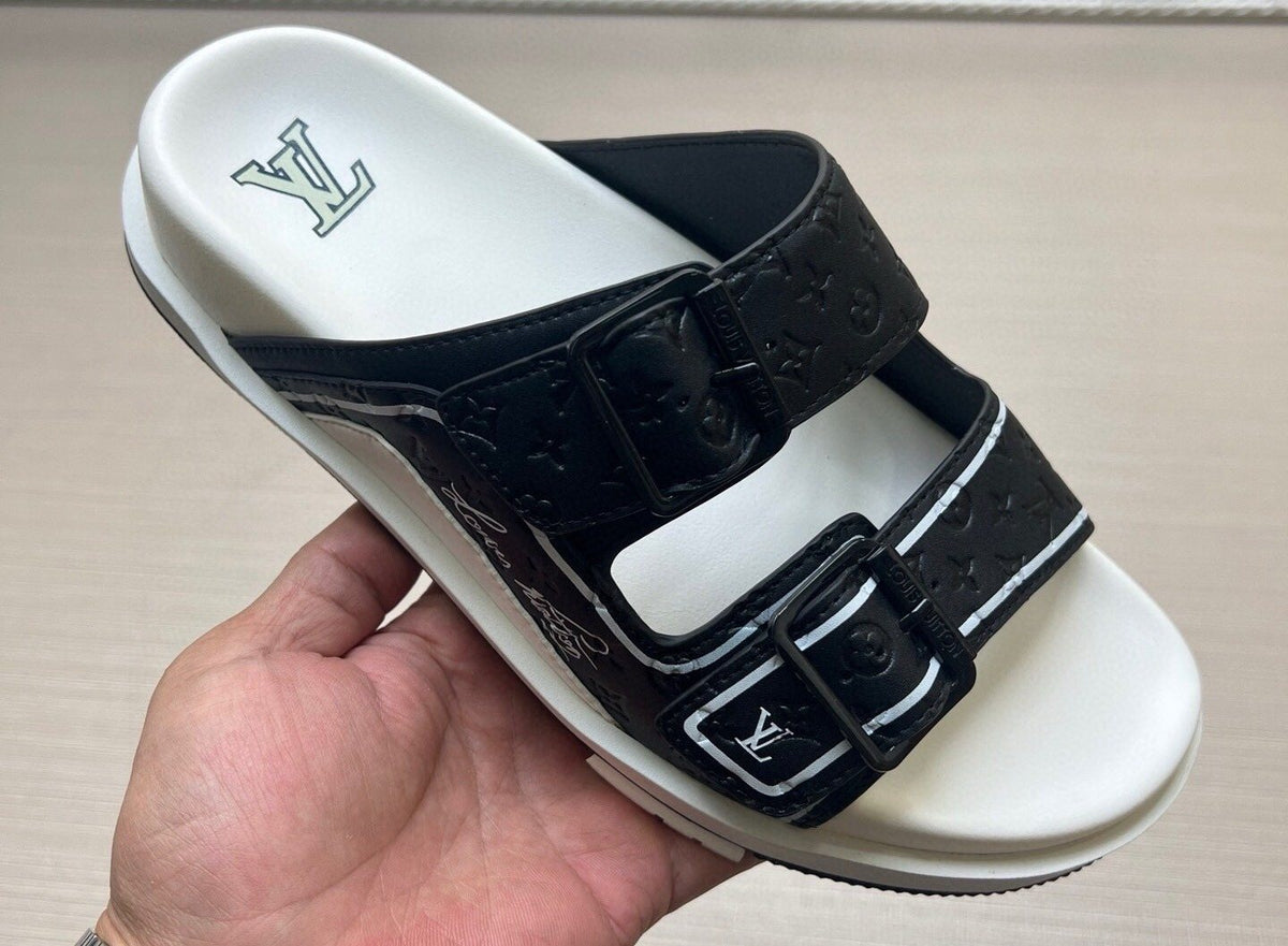Louis Vuitton Double-Buckle Slide Sandals — front