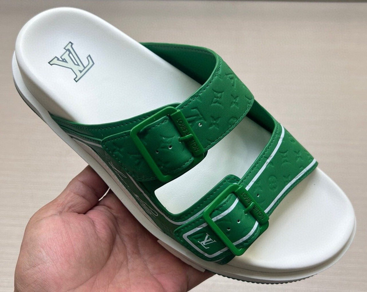 Louis Vuitton Double-Buckle Slide Sandals — front