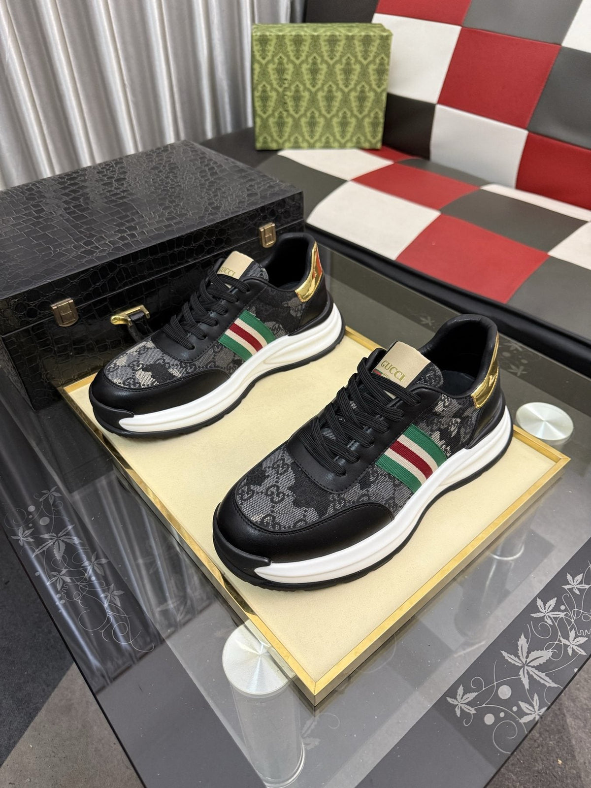 Gucci Monogram Stripe Low-Top Sneakers — front