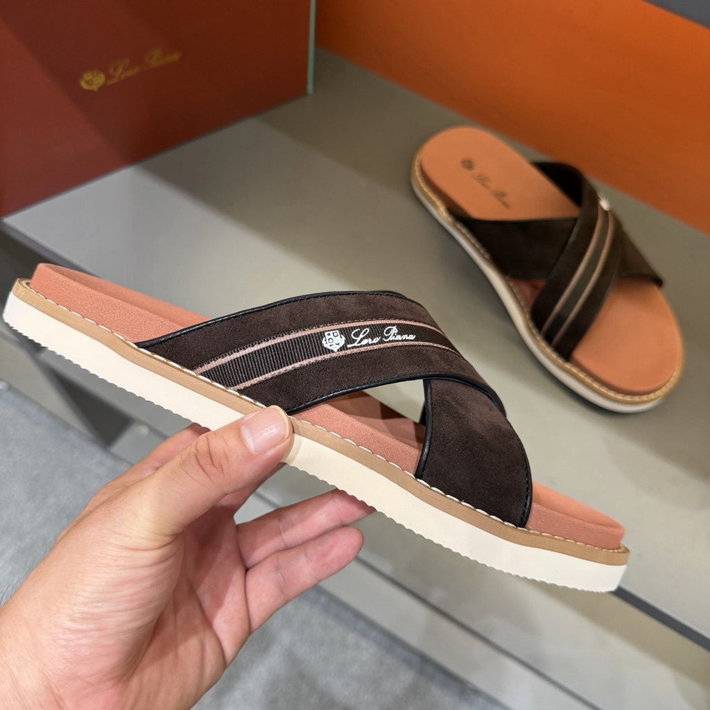 Loro Piana Crisscross Slide Sandals — side