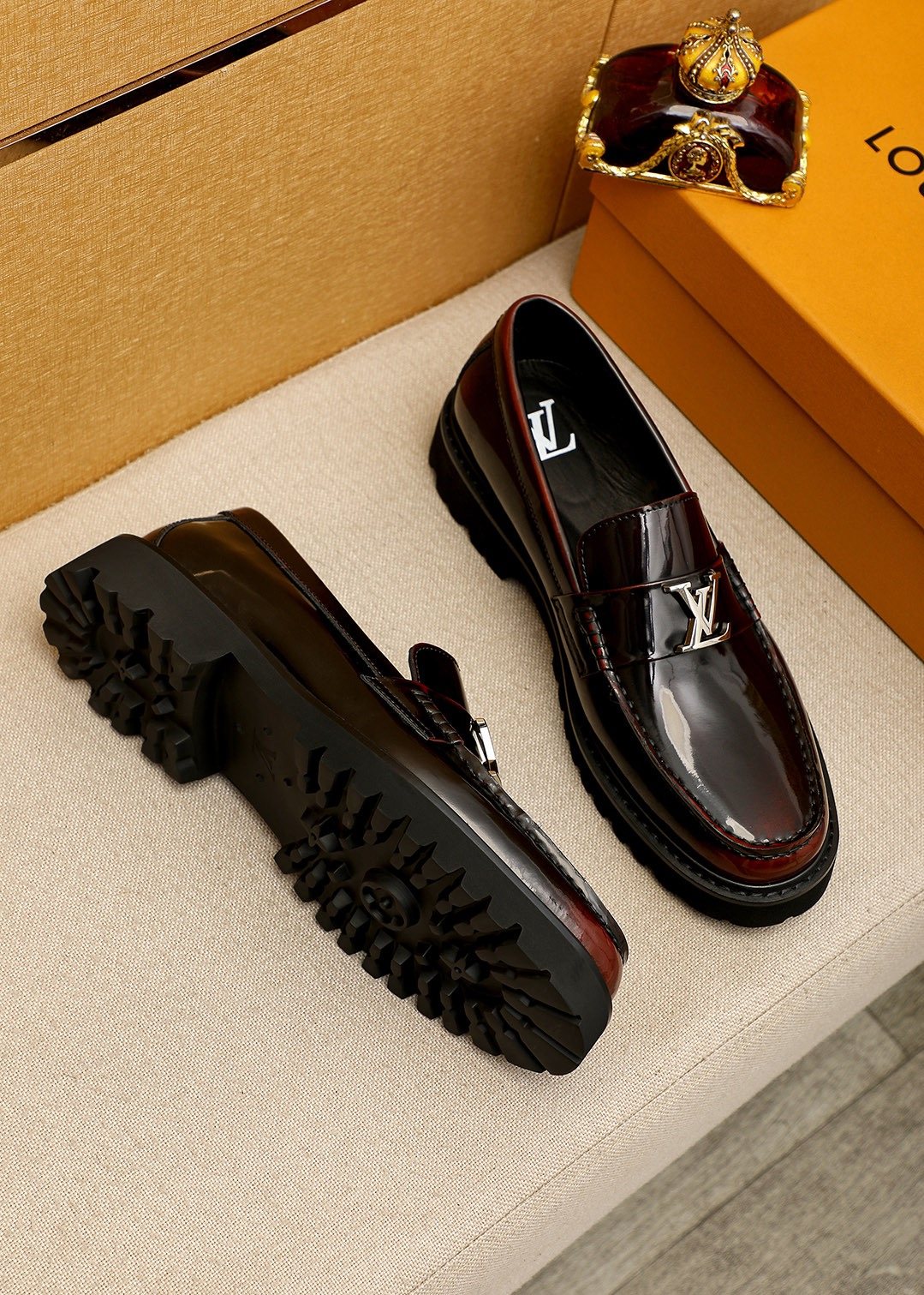 Louis Vuitton Glossy Lug Sole Loafers — front