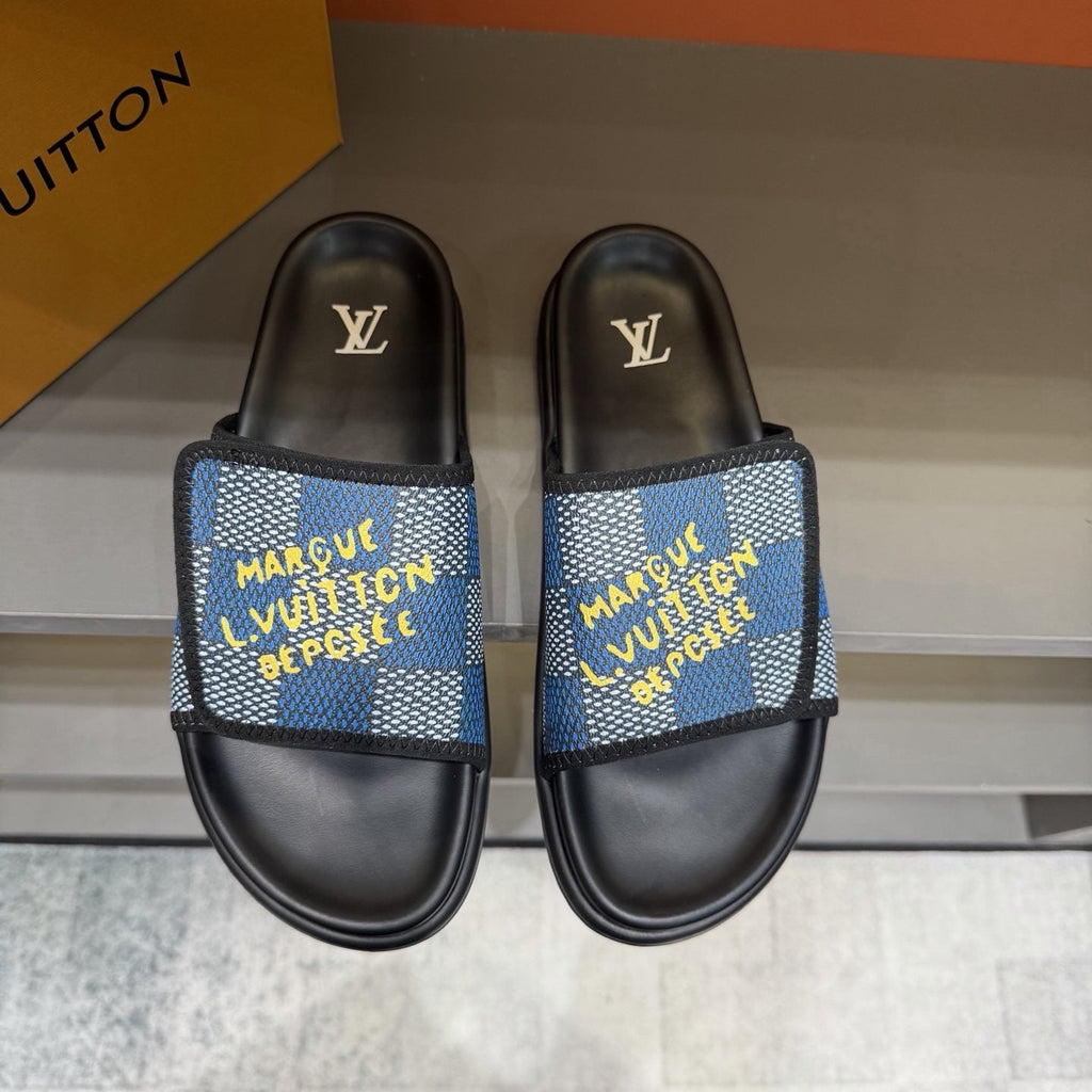 Louis Vuitton Graphic Strap Slide Sandals — front