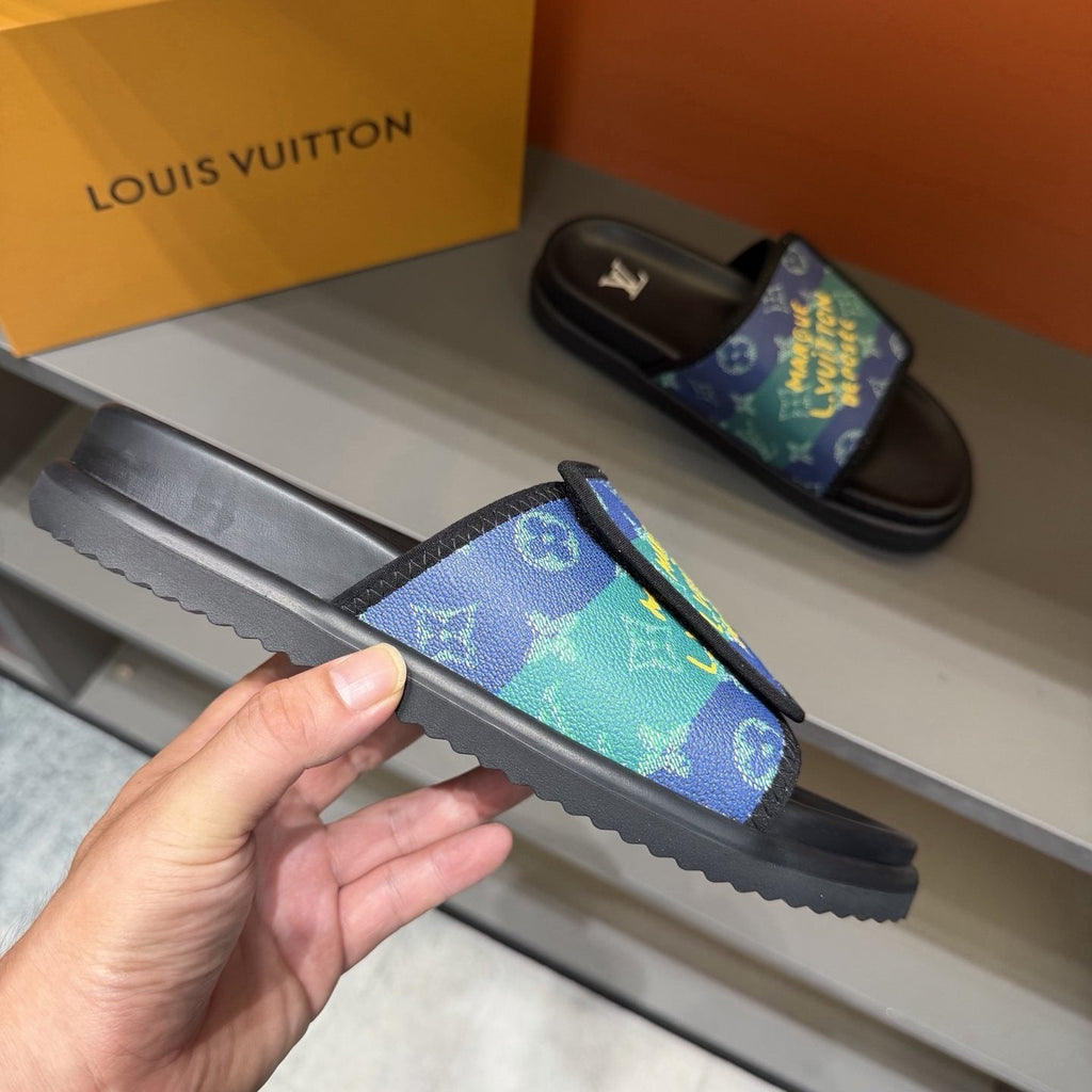 Louis Vuitton Graphic Strap Slide Sandals — side