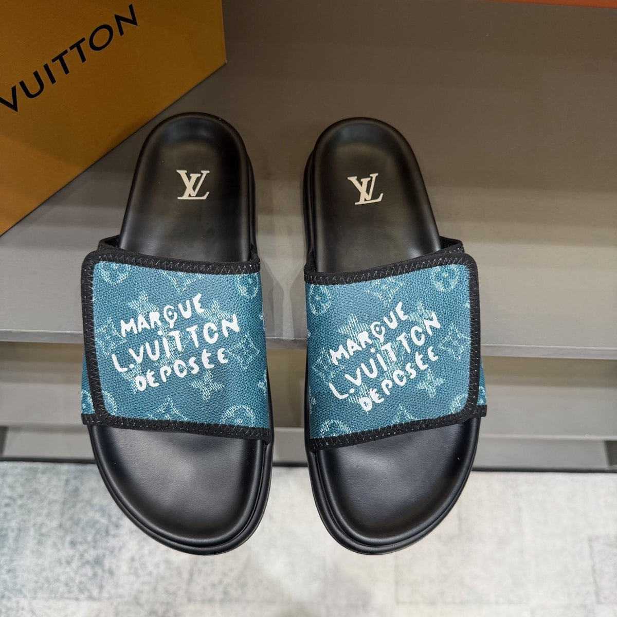 Louis Vuitton Graphic Strap Slide Sandals — front