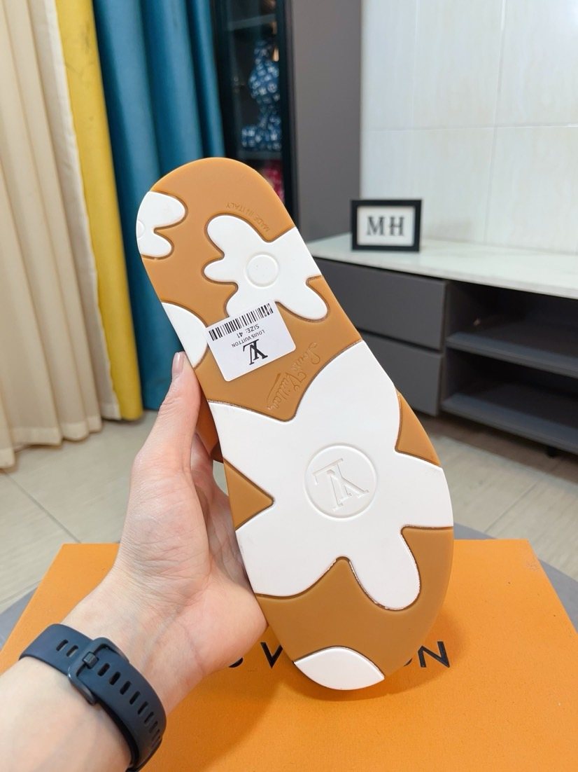 Louis Vuitton Embossed Strap Slide Sandals — front