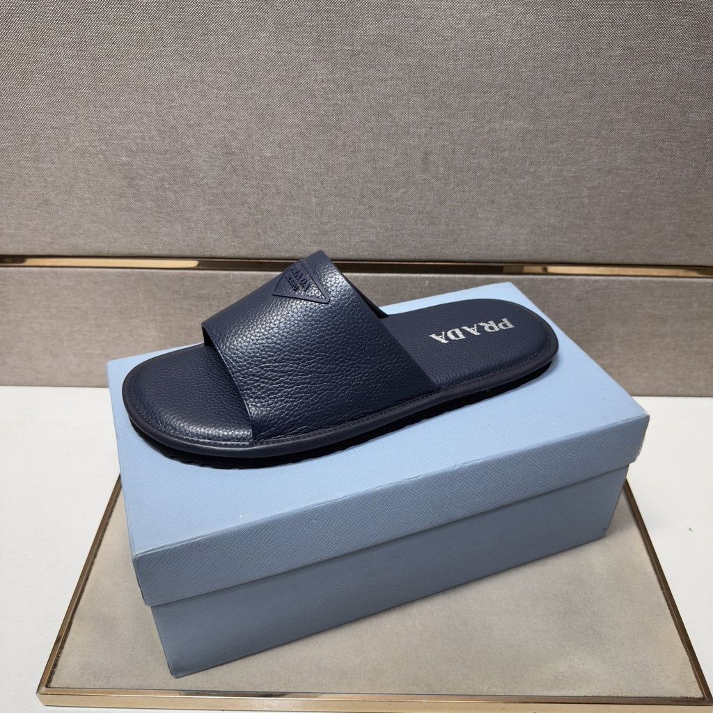 Prada Triangle Detail Slide Sandals — front