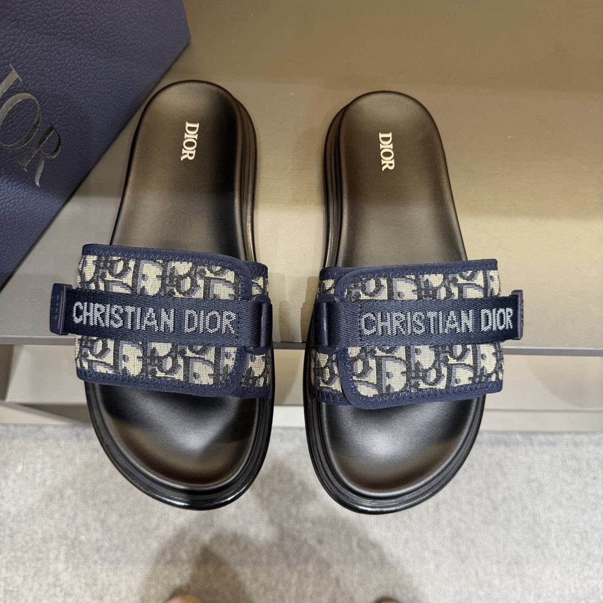 Dior Logo Strap Slide Sandals — front