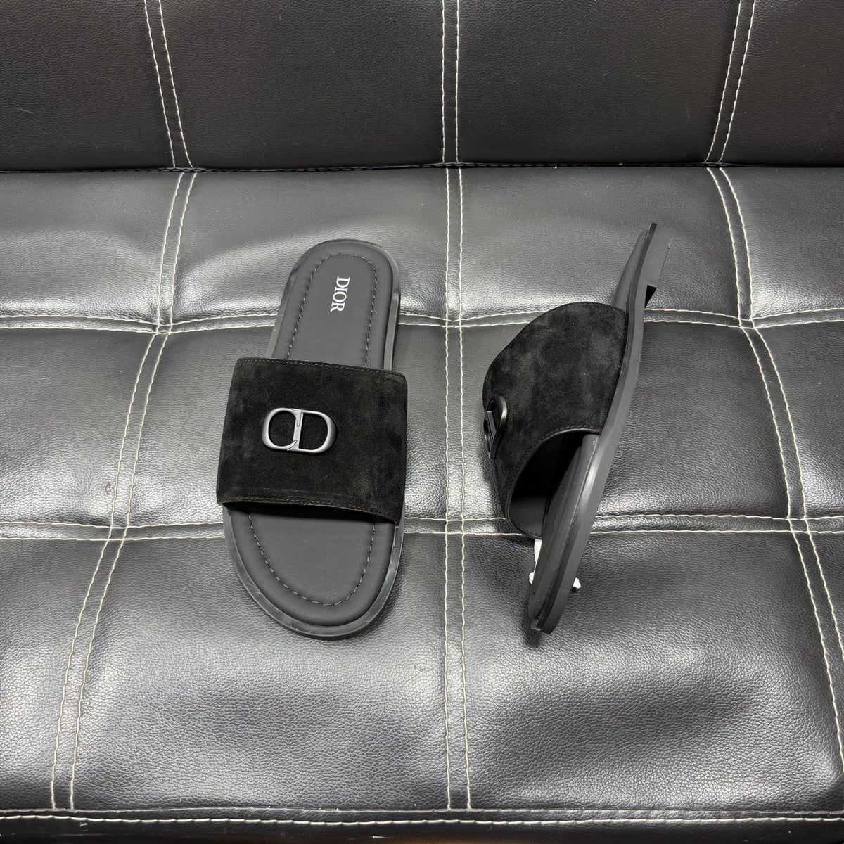 Dior Emblem Strap Slide Sandals — front