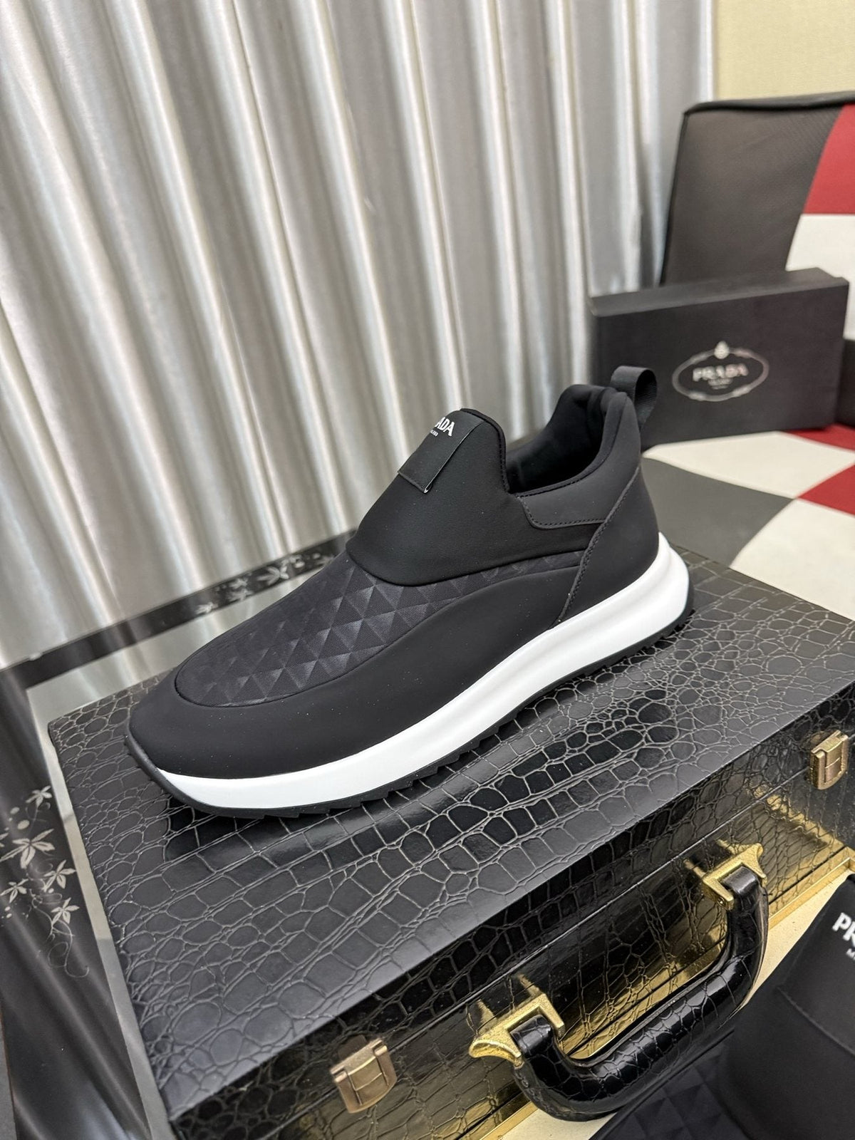 Prada Textured Slip-On Sneakers — front