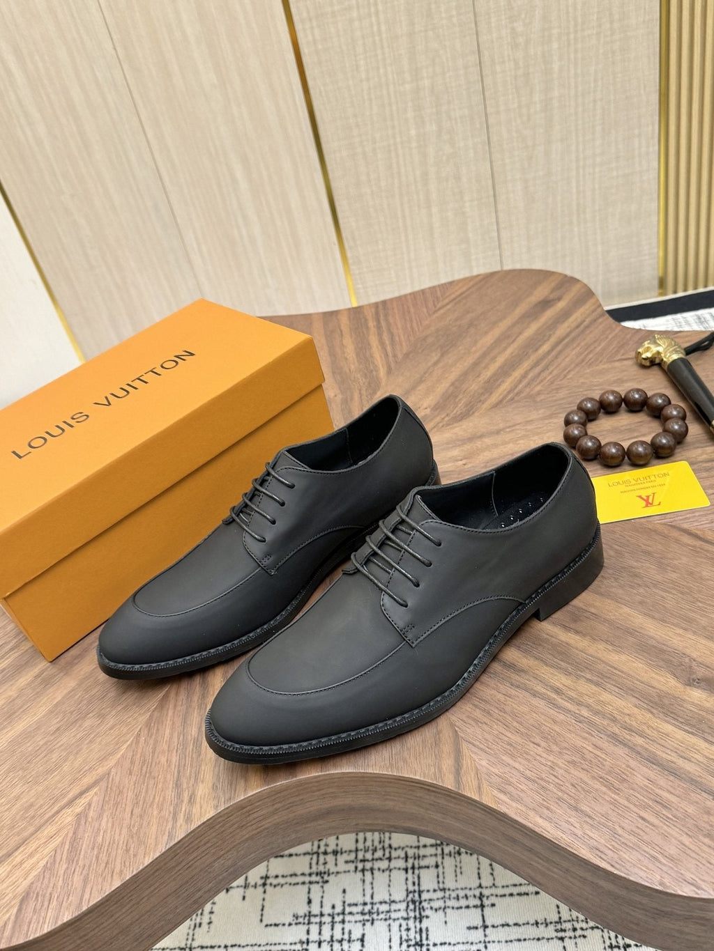 Louis Vuitton Plain-Toe Lace-Up Shoes — front