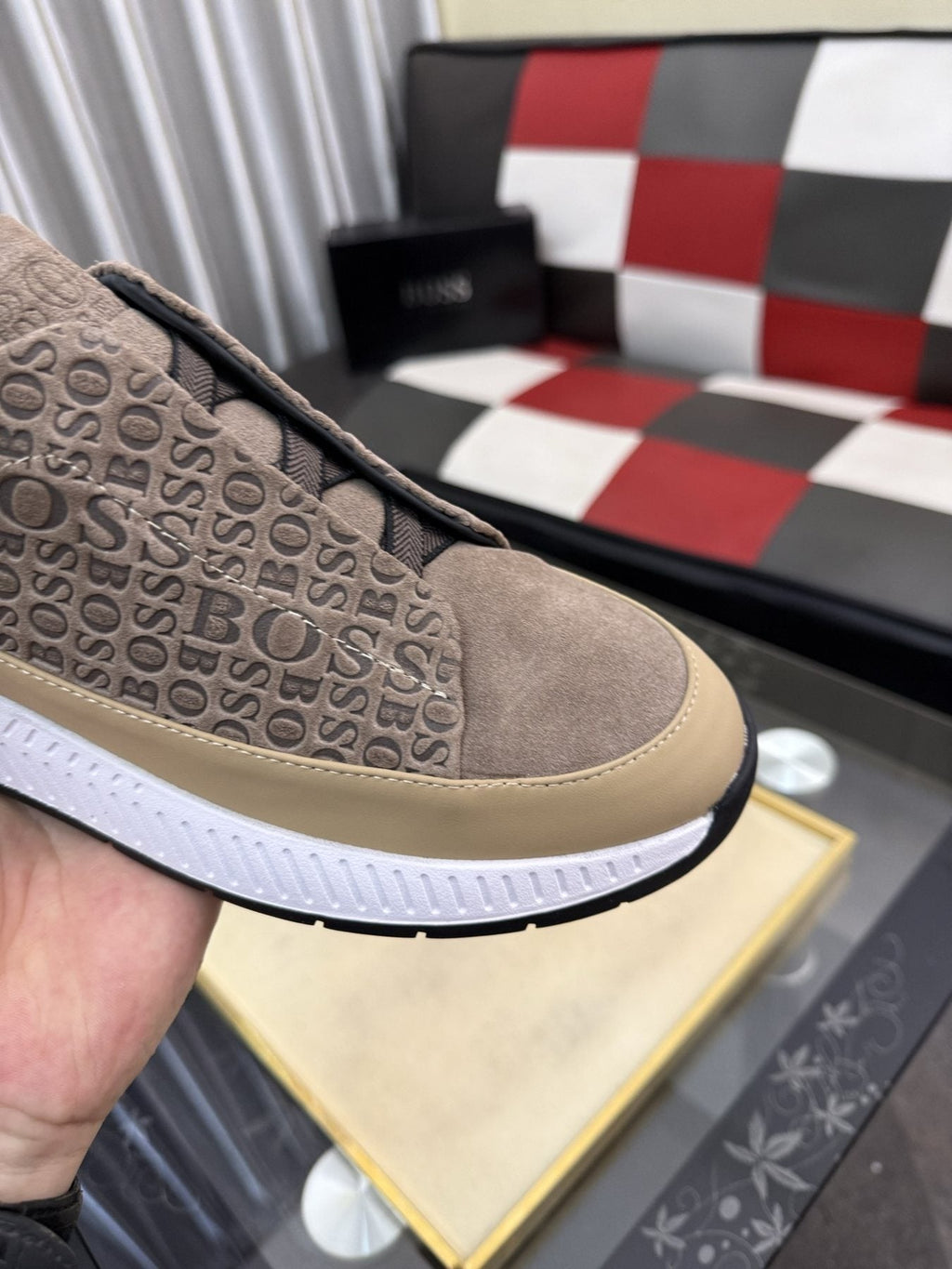 BOSS Textured Slip-On Sneakers — side