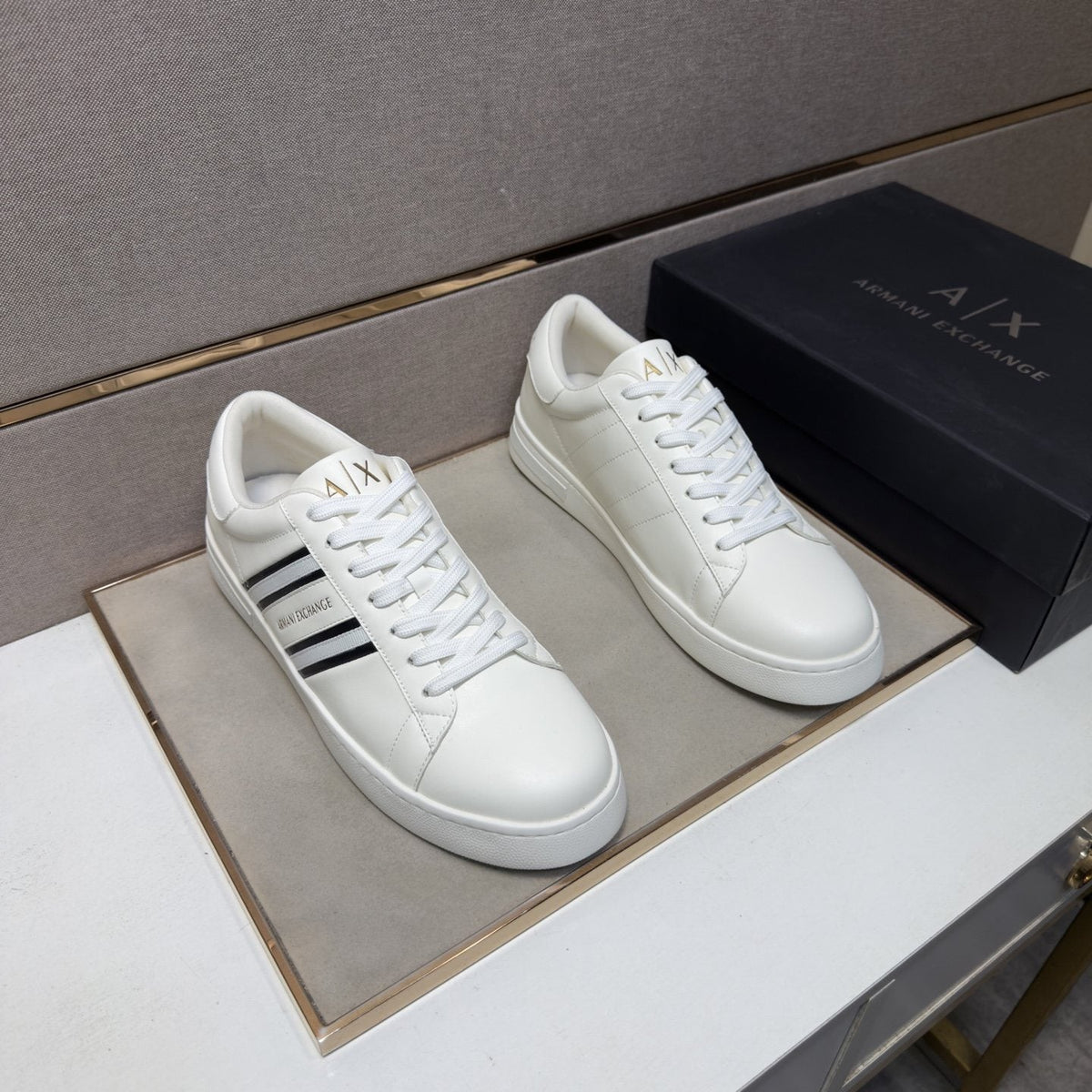 Armani Striped Low-Top Sneakers — front