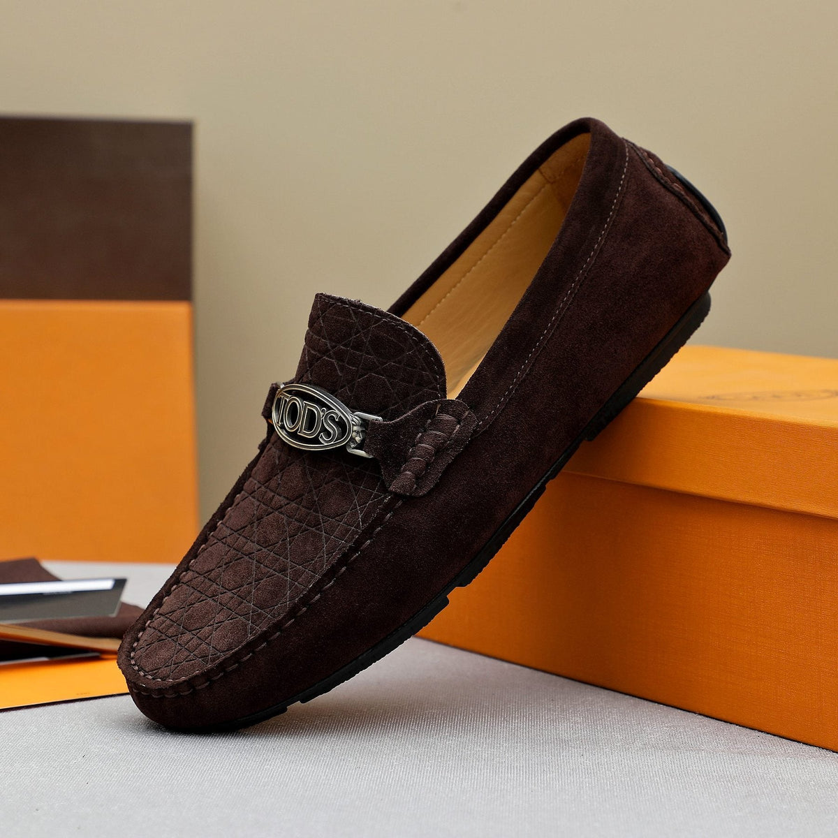 TOD'S Suede Metal-Hardware Loafers — side