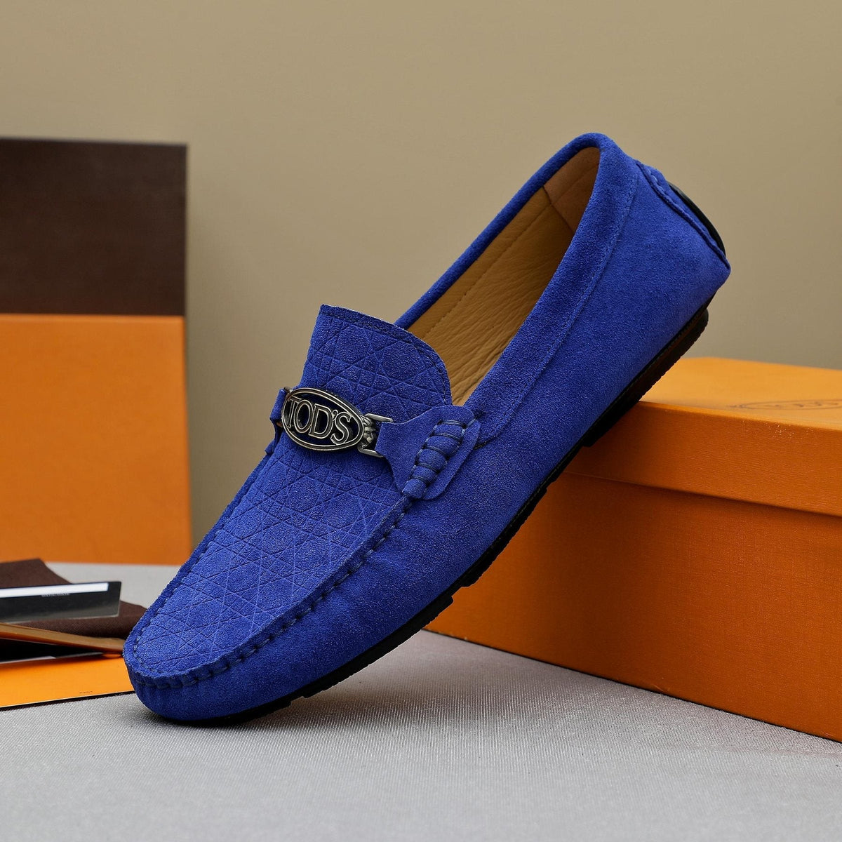 TOD'S Suede Metal-Hardware Loafers — side