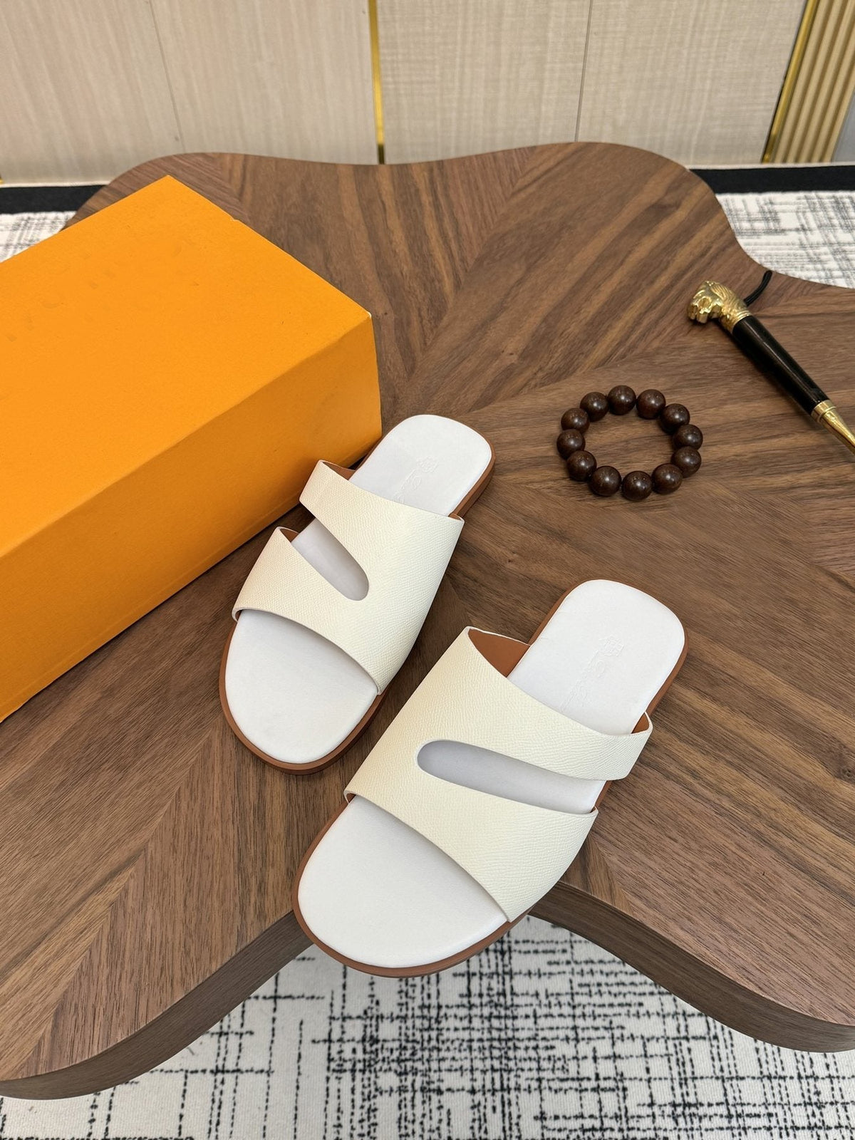 Loro Piana Cross-Strap Slide Sandals — front