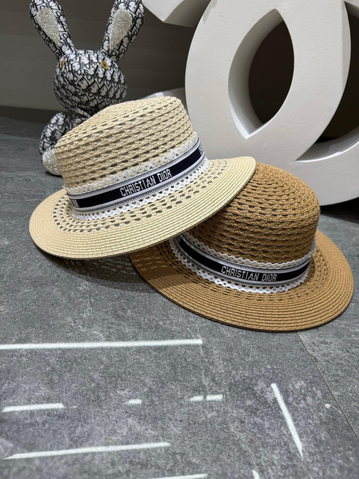 DIOR Straw Flat-Top Sun Hat