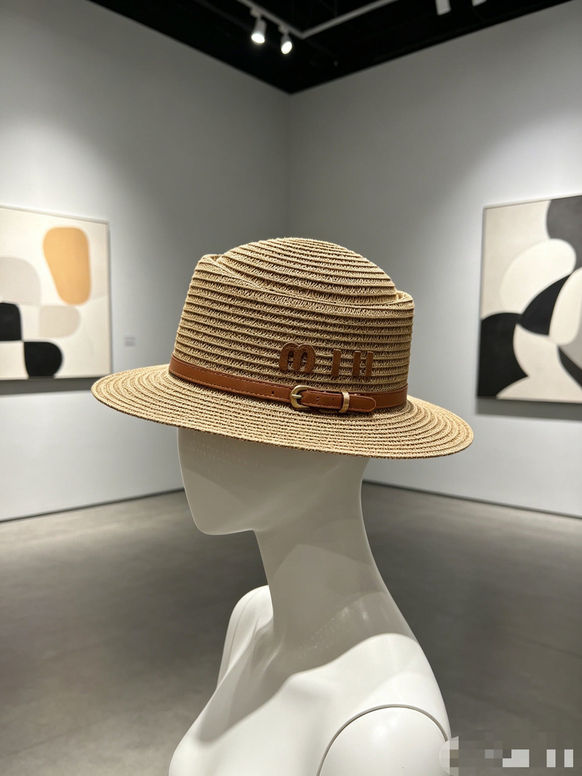 MIU MIU Concave Crown Flat Brim Cap